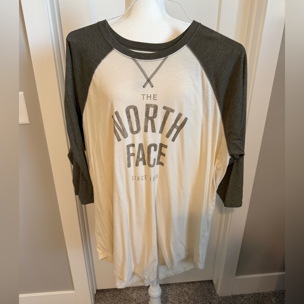 The North Face Olive and Cream Classic Fit Tee